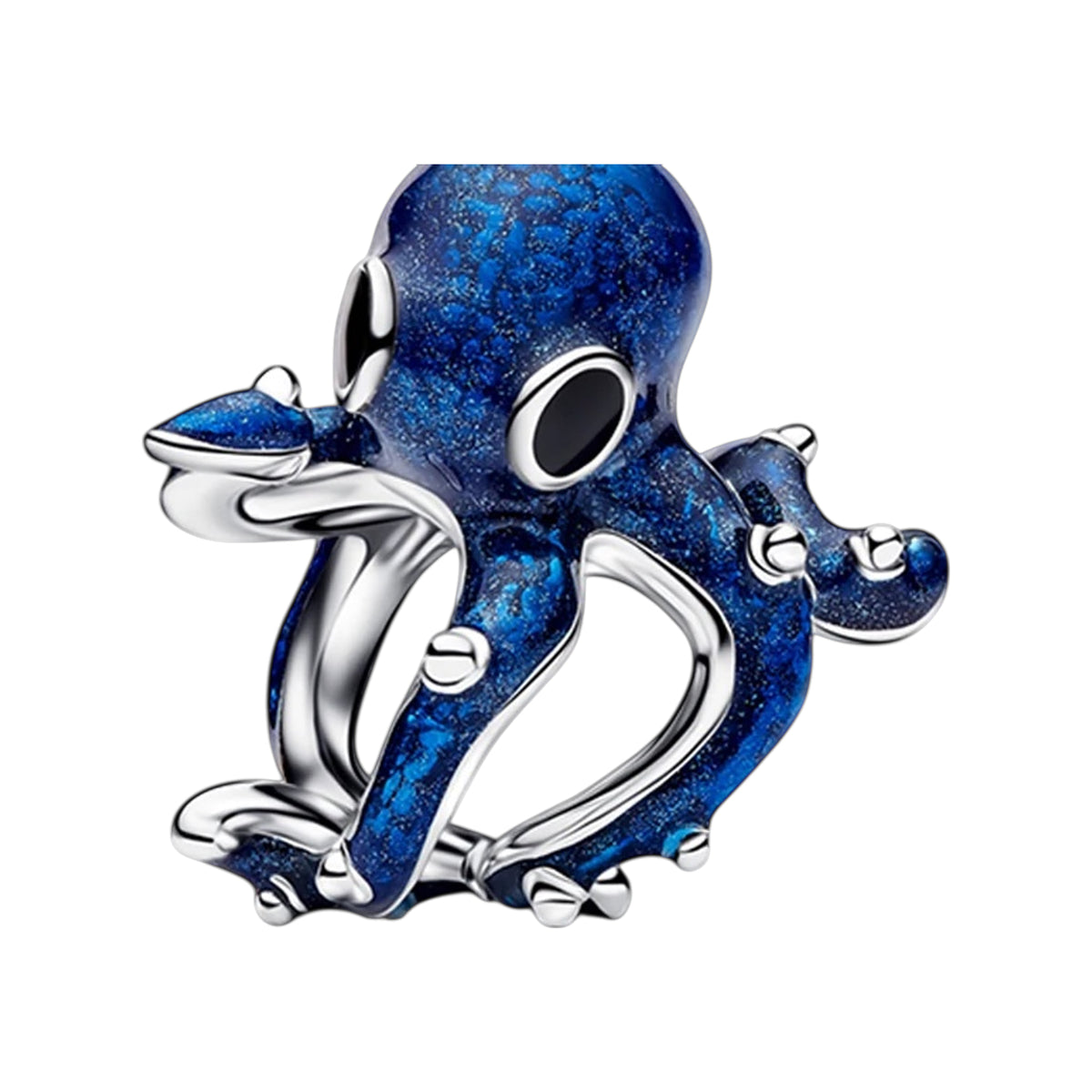 blue-enamel octopus dangle charm with silver-tone accents