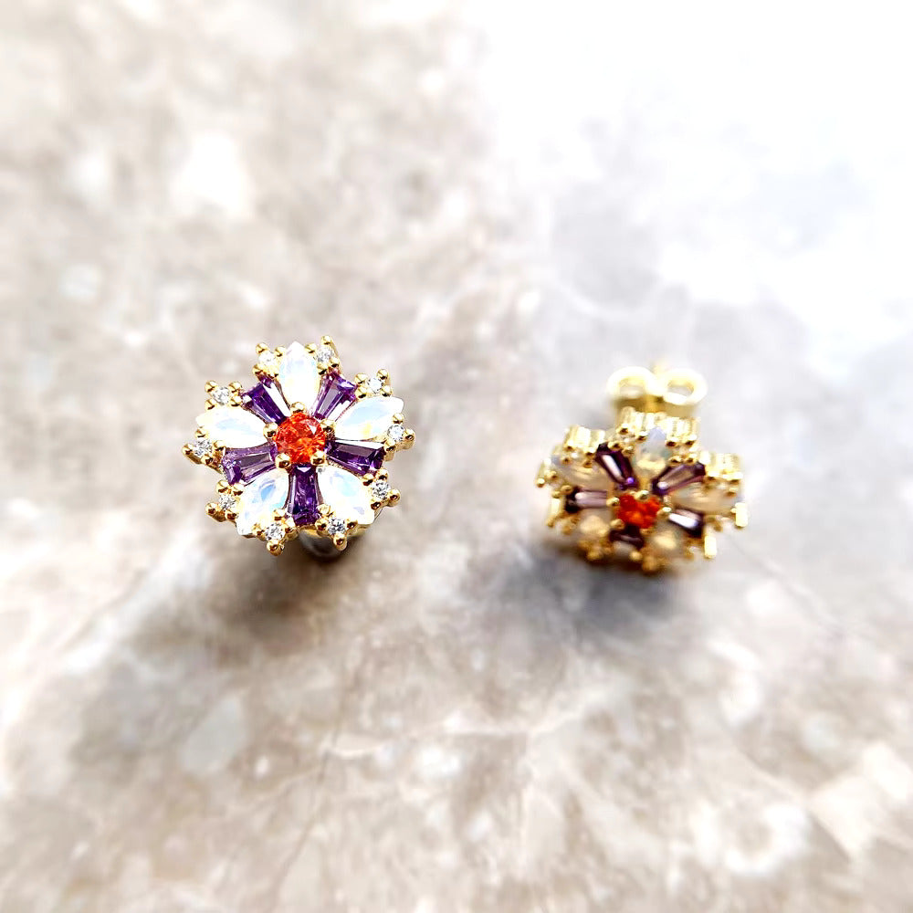 Colorful Stone Stud Earrings