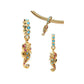 Gold-tone seahorse dangle charm with turquoise enamel dots and pink stones