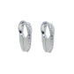 Mini huggie hoop earrings with curved pavé accent in silver-tone front view