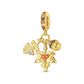 Gold-tone autumn cluster charm with leaf, acorn and orange crystal accents