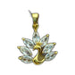 gold-tone swan pendant necklace with marquise clear wings displayed on a box