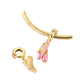 Gold-tone ballet slipper dangle charms with pink enamel finish shown on a bracelet