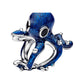 blue-enamel octopus dangle charm with silver-tone accents