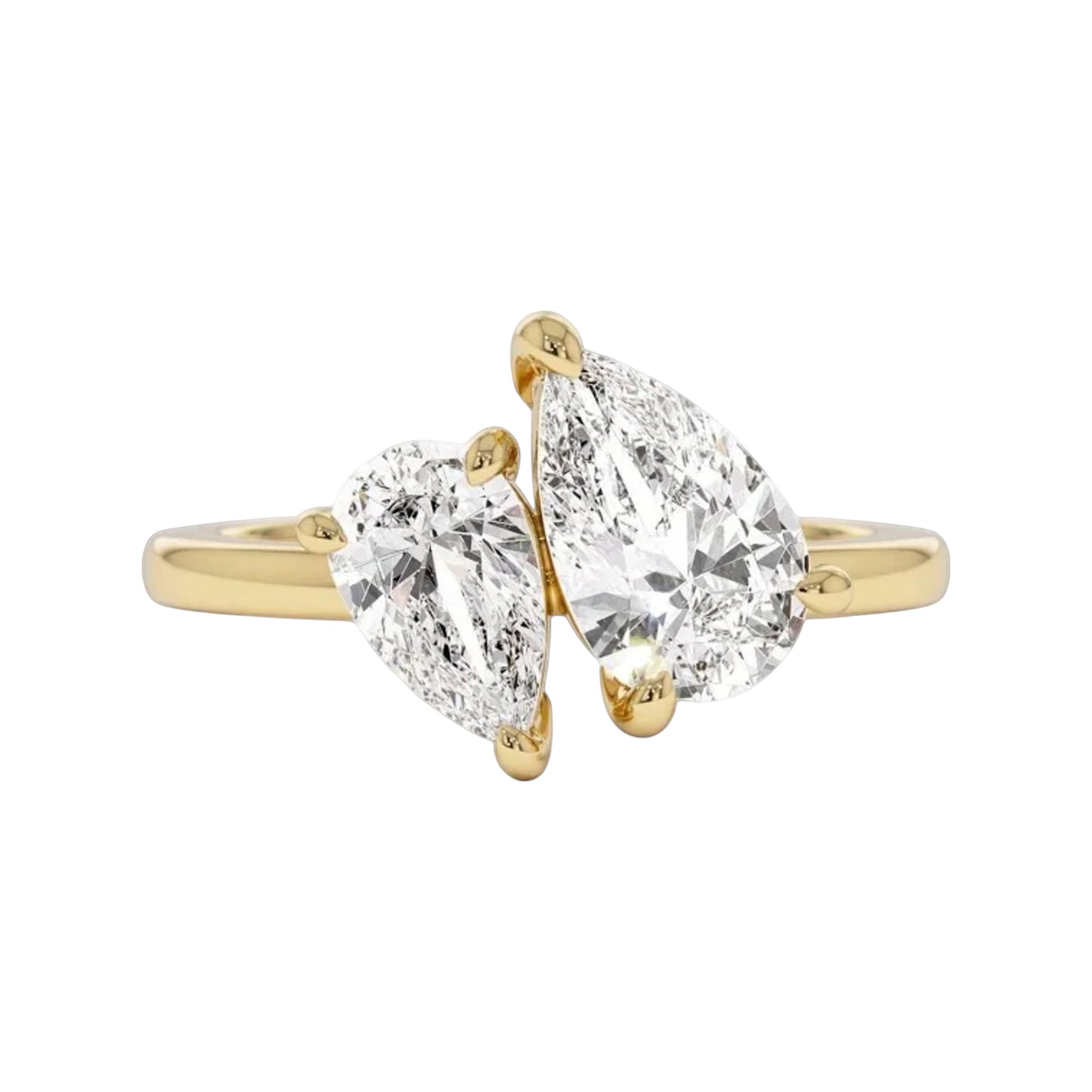 Gold-tone adjustable open ring with square halo and clear center stone on soft fabric