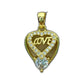 gold-tone pendant necklace with heart cutout and clear teardrop stone