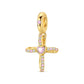 gold-tone cross dangle charm with pink heart center and pink and clear stone accents