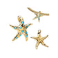 Gold-tone starfish charms with turquoise spots and matching plain starfish