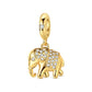 Gold-tone elephant dangle charm with pavé clear stones on ear and back