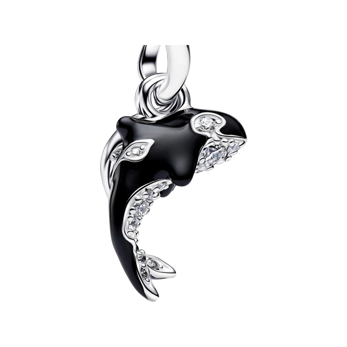 black enamel dolphin dangle charm with crystal accents