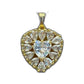 gold-tone heart cluster pendant necklace displayed on a beige jewelry box