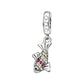 Crystal-accented fish dangle charm with pink and yellow stones