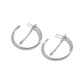 Silver‑tone 25 mm open hoop earrings with short chain and marquise charm
