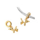 Gold-tone balloon dog dangle charms with polished finish shown on and off a bracelet