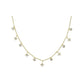 Gold-tone chain choker with alternating starburst charms and bezel-set round clear stone drops
