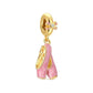 gold-tone ballet slipper dangle charm with pink enamel finish and floral-accent bail