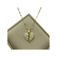gold-tone three-heart pendant with pink, yellow, and green stones forming a clover shape