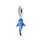 Whale Shark dangle charm with blue enamel and silver-tone pavé bail