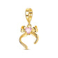 gold-tone ribbon bow drop charm featuring a pink heart center