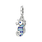 Seahorse dangle charm with alternating blue crystal accents