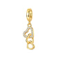 gold-tone dangling trio-heart charm with pavé-style clear stones on the top heart