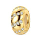 gold-tone rounded bead with scattered clear stones set in diagonal grooves