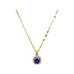 gold-tone pendant with purple cushion center stone and surrounding clear accents on a chain