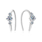 Silver-tone three-stone U-hoop earrings close front view