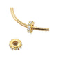 Gold-tone pavé rondelle spacer with clear crystals shown on and off a bracelet