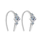 Silver-tone three-stone U-hoop earrings twin set front view