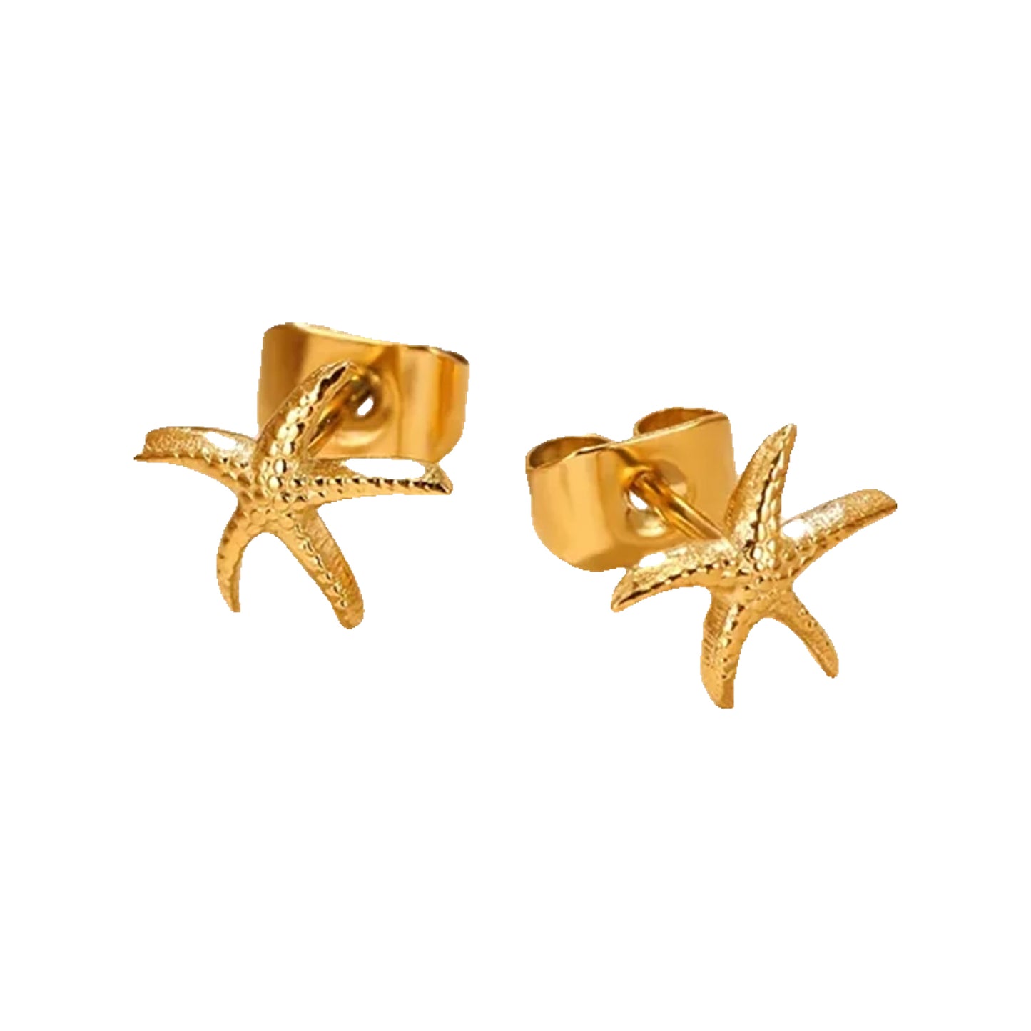pair of gold-tone starfish stud earrings with textured detail