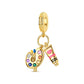 Gold-tone artist palette and paint tube dangle charm with colorful enamel accents