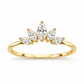 Gold-tone five-stone marquise tiara ring on a white background
