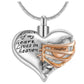 "A piece of my heart lives in heaven" Two tone heart locket cremation memorial pendant & necklace