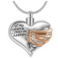 "A piece of my heart lives in heaven" Two tone heart locket cremation memorial pendant & necklace