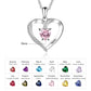 Personalized Heart Pendant with Name Engraving and choice of Cubic Zirconia Birthstone color