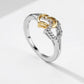 Double Heart Ring with Shiny Cubic Zirconia