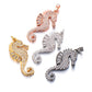 Seahorse Pendant in white, yellow, rose gold & cobalt with clear zircons