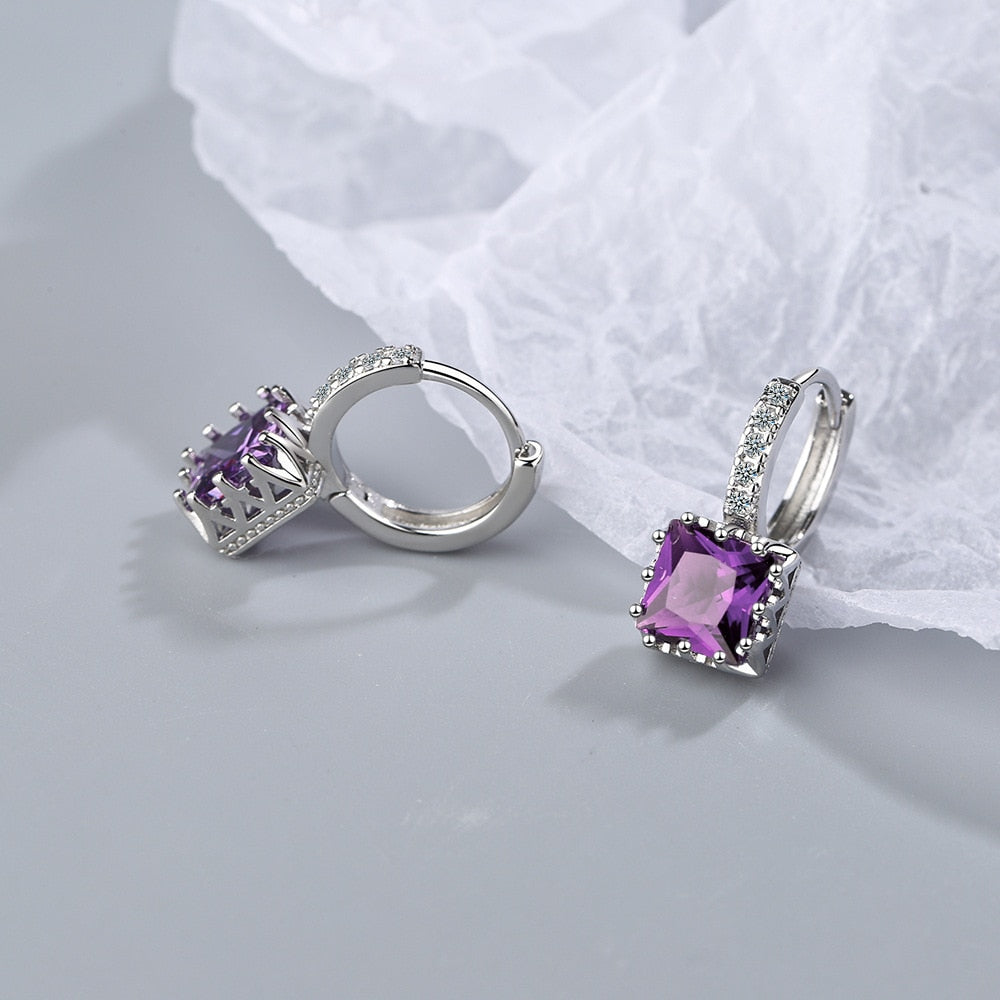 Needle Princess Crystal Square Drop Earring