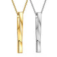 Stainless steel "Twisted Cube Bar" pendant and necklace