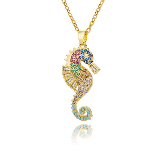 Seahorse Pendant With Colorful Zircons